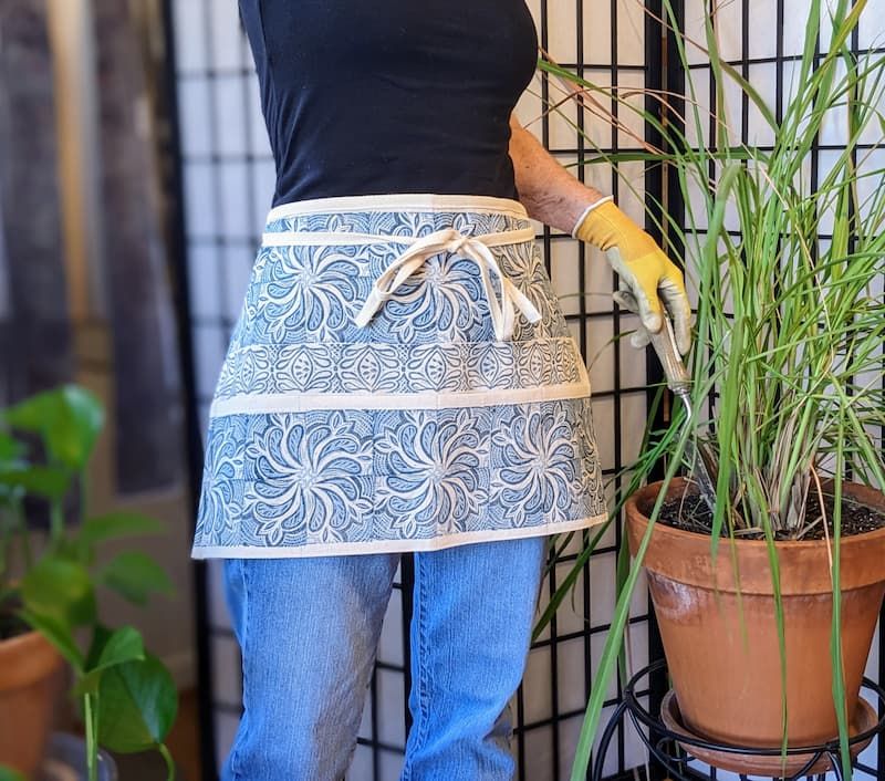 Gardener or Crafter's apron by Jeanne Brady in indigo.